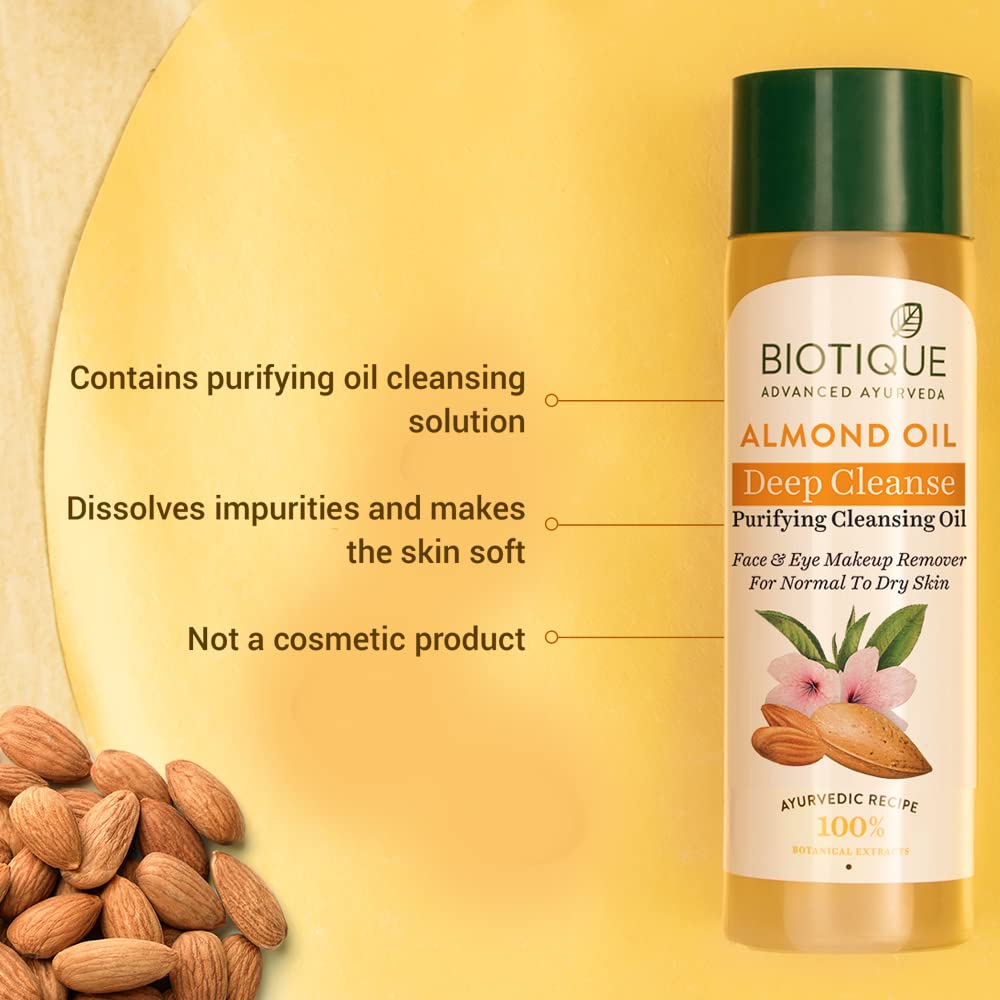 Biotique Bio Almond Oil Soothing Face and Eye Make Up Cleanser, 120 ml/4.05Oz. Beauty & Personal Care Biotique