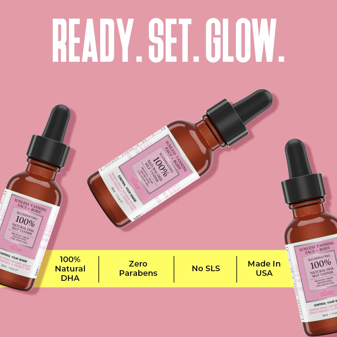 Divine Derriere Self Tanning Drops for Face - Self Tanner for A Maui Babe Body Glowing Tan - Body & Face Self Tanner Drops for a Natural Looking Self Beauty & Personal Care Divine Derriere