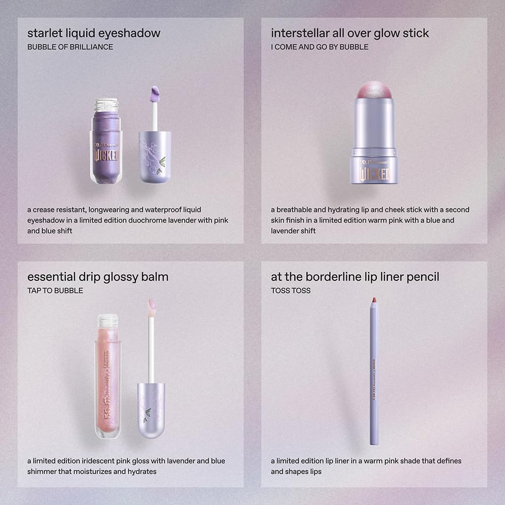r.e.m. beauty by Ariana Grande Wicked: For Good | Glinda Makeup Set | Waterpoof Eye Shadow, All Over Glow Stick, Creamy Lip Liner, Glossy Lip Balm | 4 Beauty & Personal Care r.e.m. beauty