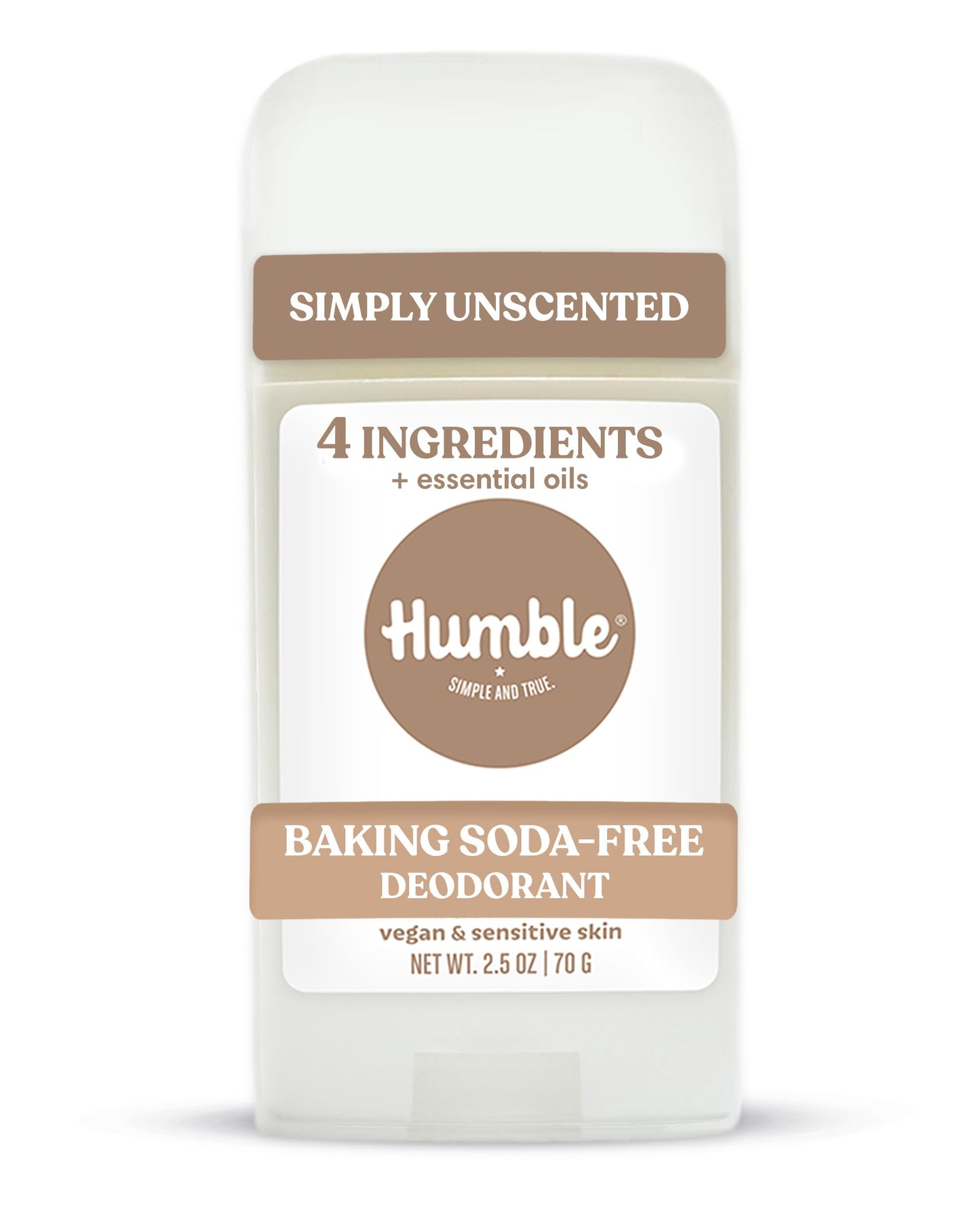 Humble Aluminum-Free Deodorant for Women & Men, Simply Unscented - Baking Soda-Free Natural Deodorant Stick for Sensitive Skin with Essential Oils Beauty and Personal Care HUMBLE SIMPLE AND TRUE.