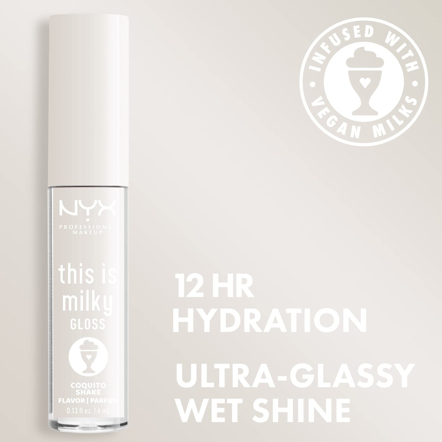 NYX PROFESSIONAL MAKEUP This Is Milky Gloss, Lip Gloss with 12 Hour Hydration, Vegan - Coquito Shake (Milky Clear) Beauty & Personal Care NYX PROFESSIONAL MAKEUP