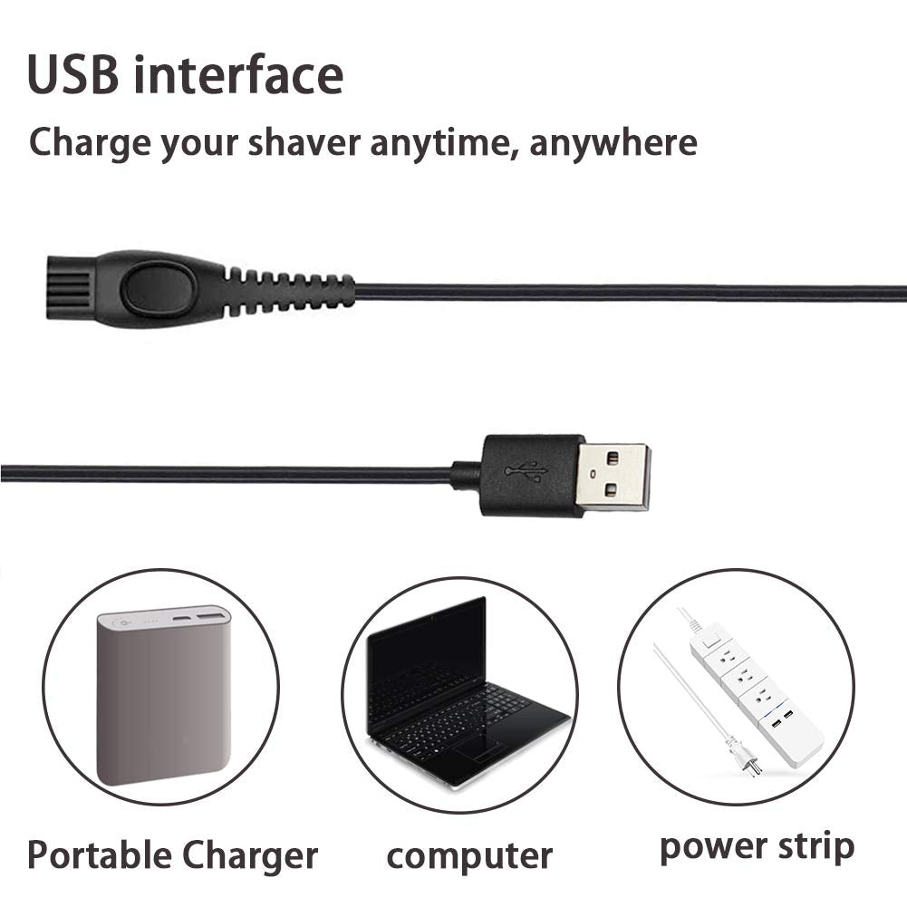 Shaver Power Cord for Philips-Norelco HQ8505 Norelco 7000 5000 3000 Series Shaver USB Charger Line 5V Replacement Charger Cord Beauty and Personal Care INVODA