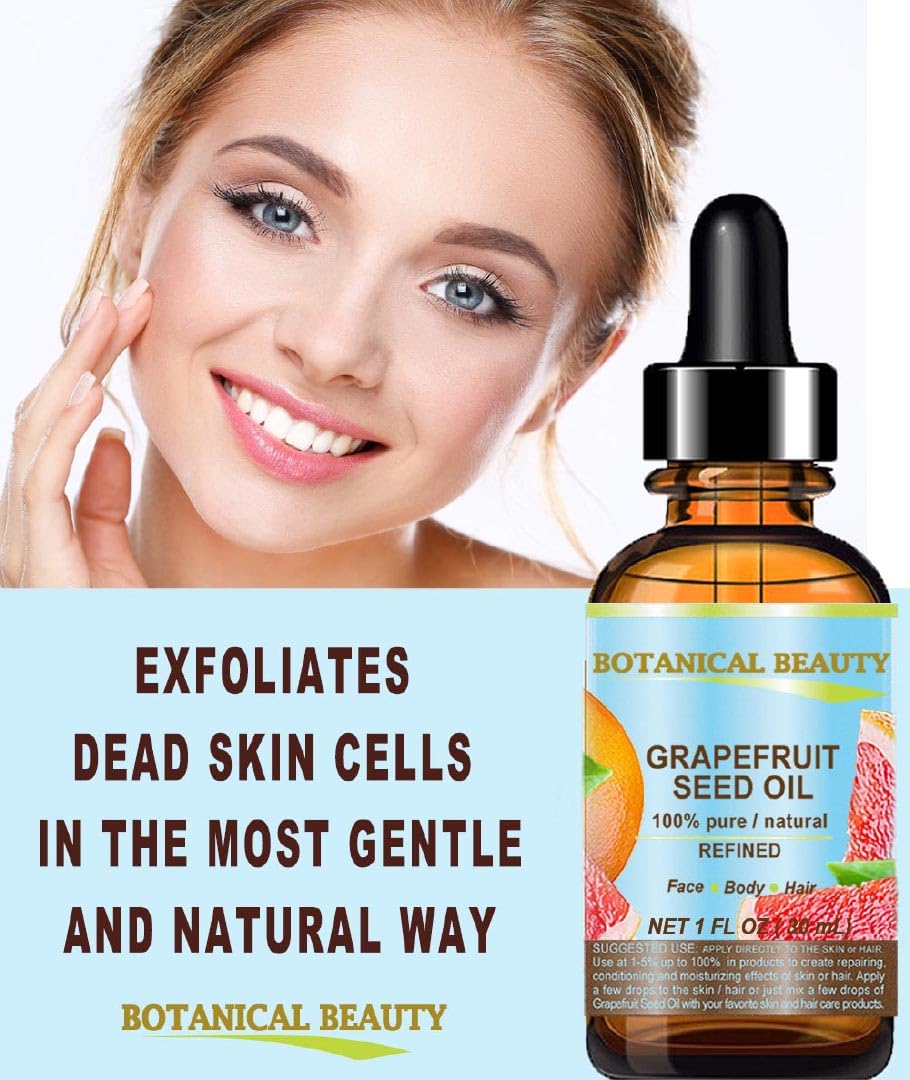 GRAPEFRUIT SEED OIL. 100% Pure / Natural / Undiluted /Refined COLD PRESSED CARRIER OIL (Not Essential Oil). 0.5 Fl.oz.- 15 ml. For Skin, Hair and Lip Beauty & Personal Care Botanical Beauty