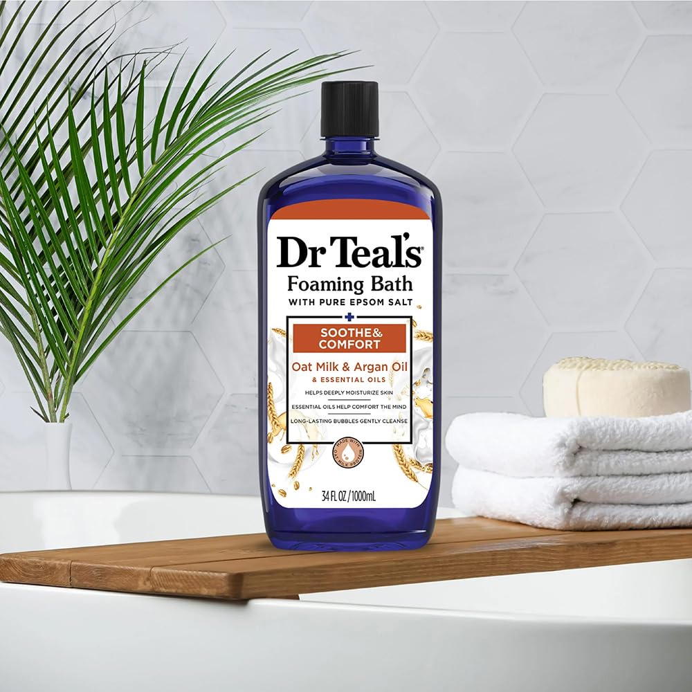 Dr Teal's Foaming Bath with Pure Epsom Salt, Soothe & Comfort with Oat Milk & Argan Oil, 34 fl oz Beauty & Personal Care Dr Teal's