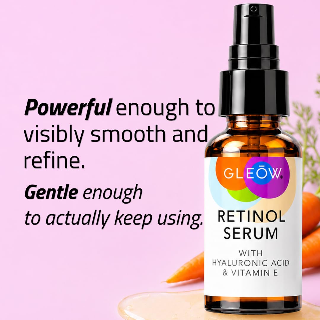 GLEOW Retinol Serum for Face with Hyaluronic Acid and Vitamin E, Gentle Retinol Face Serum Targets the Appearance of Fine Lines and Wrinkles, 2oz Beauty & Personal Care GLEOW