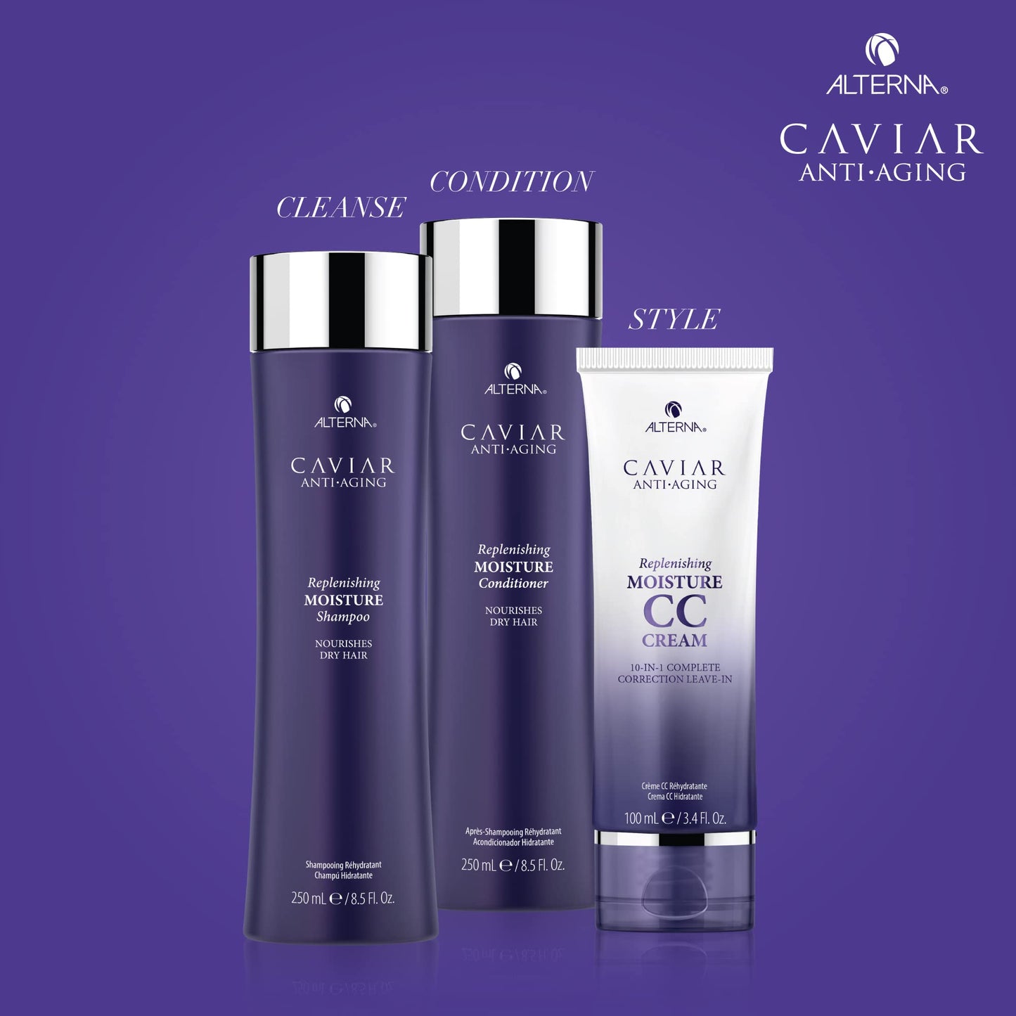 Alterna Haircare CAVIAR Anti-Aging Replenishing Moisture Shampoo and Conditioner Set, 16.5 Fl Oz | Protects, Restores and Hydrates | Sulfate Free Beauty & Personal Care Alterna