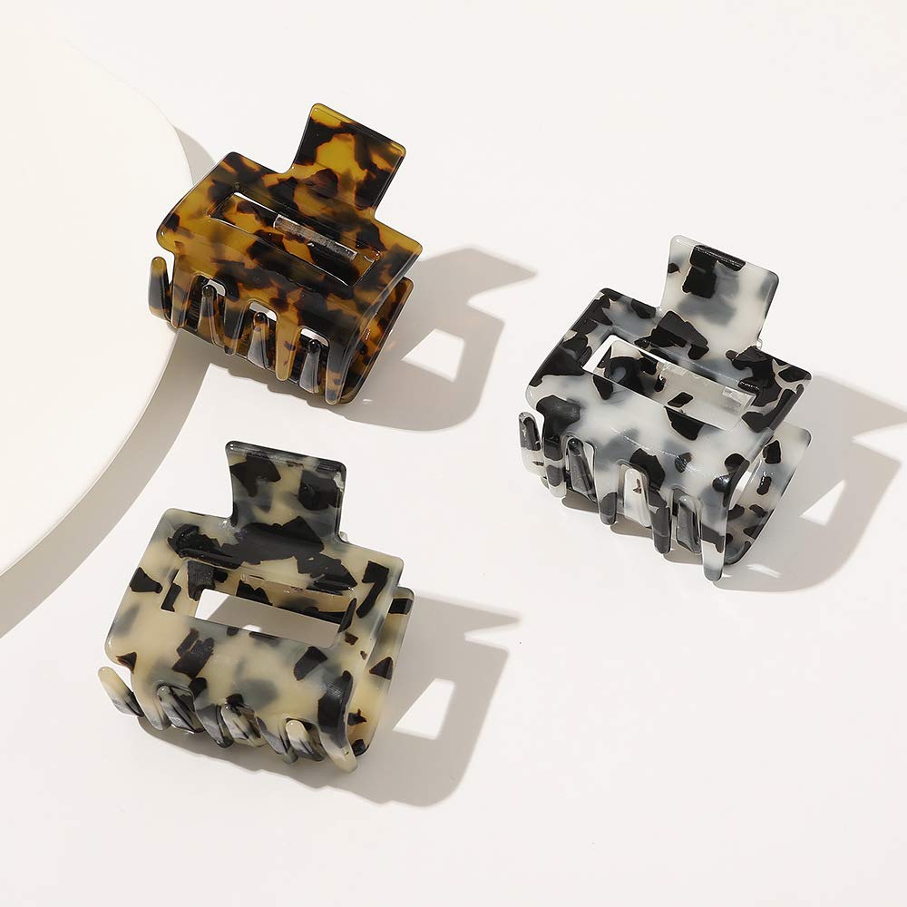3PCS Hair Claw Celluloid Acetate Jaw Hair Claws, Tortoise Barrettes Shell Claws, Banana Clips tortoise Hair Clips,Leopard print Hair Barrettes Beauty & Personal Care DINPREY