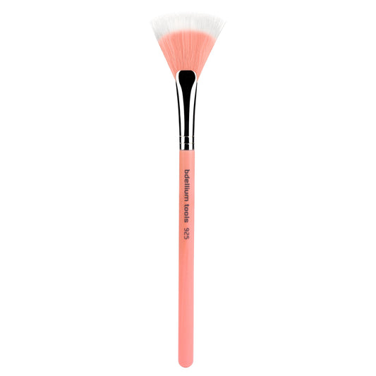 Bdellium Tools Professional Makeup Brush - Pink Bambu Series 925 Duet Fiber Fan - With Soft Synthetic Fibers, For Lightly Apply or Blend (Pink, 1pc)
