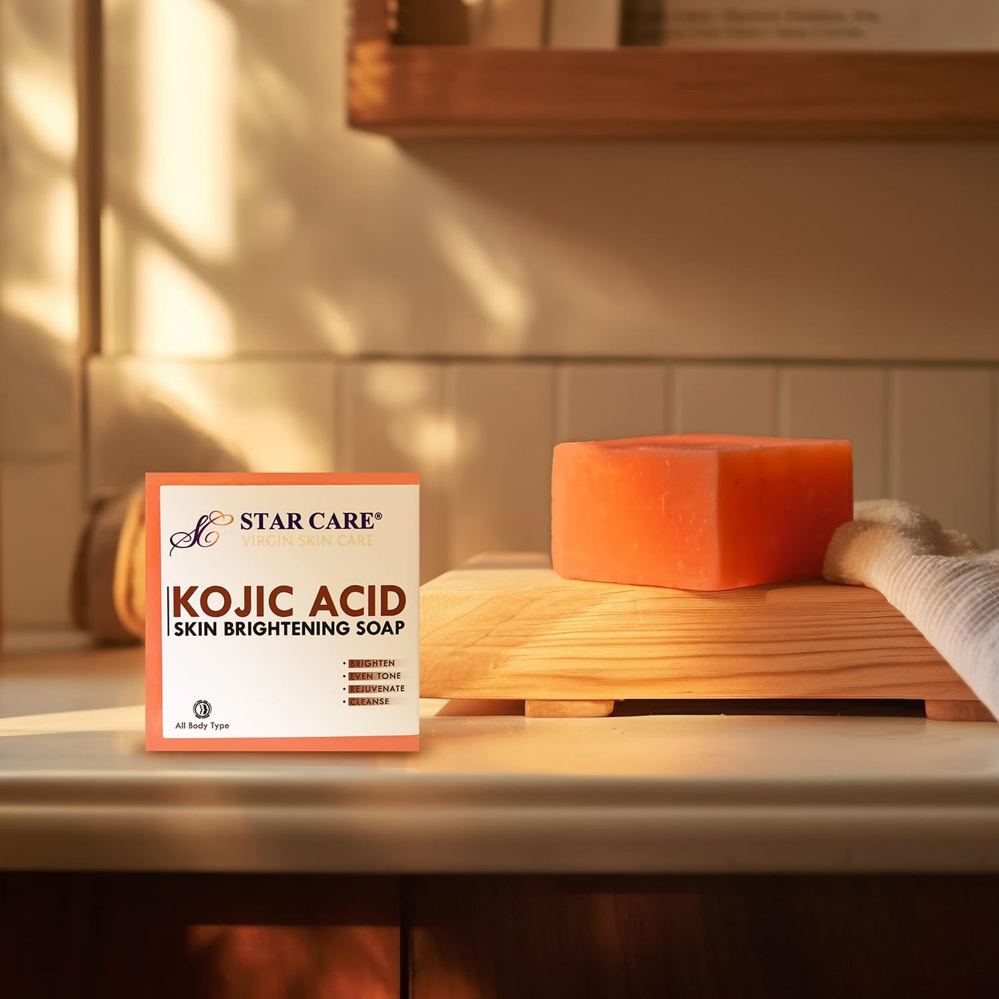 STAR CARE Virgin Skin Care Kojic Acid Skin Brightening Soap Bar 3.5 oz (2 Pack) Gentle Exfoliating Cleanser for Radiant, Smooth, Even-Looking Skin Beauty & Personal Care STAR CARE