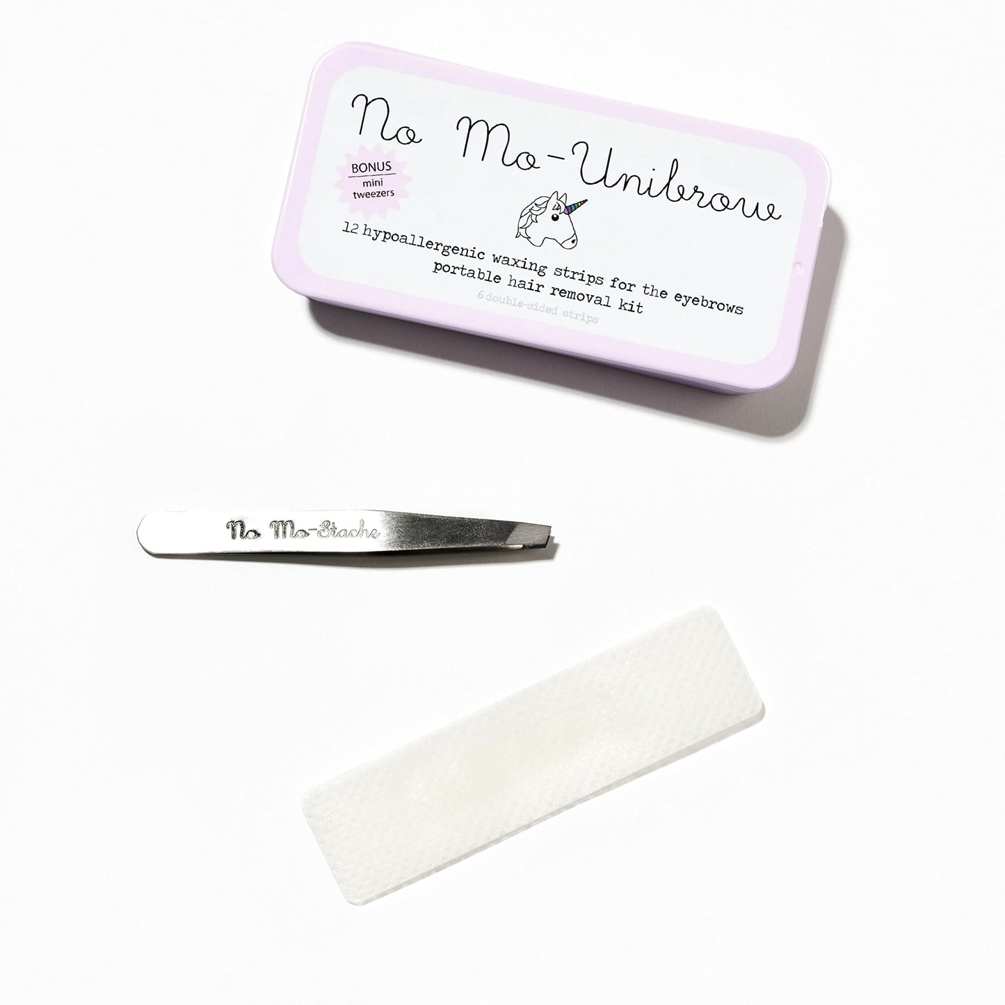 No Mo-Stache Mini Duo - 12 Count Brow and Lip Wax Kit, 2 Piece Set - As Seen On Shark Tank - Hair Removal Wax Strips with Tweezers for Face, Brows Beauty and Personal Care No mo-stache