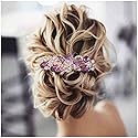 Yheakne Crystal Hair Clip Barrette Purple Rhinestone Hair Barrette Clip Bling Wedding Headpieces Flower Decorative Head Clip Headwear Bride Hair Beauty & Personal Care Yheakne
