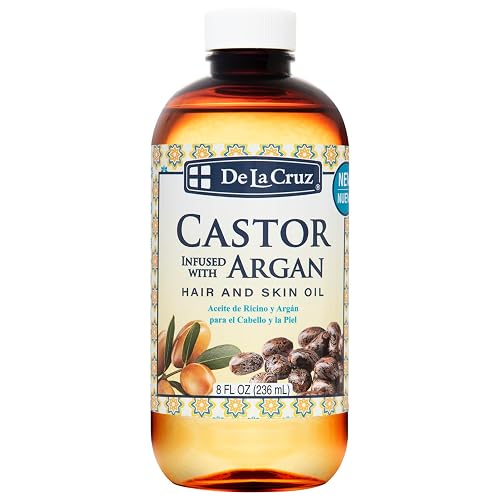 De La Cruz® Castor Infused with Moroccan Argan Hair and Skin Oil Blend 8 FL. OZ. (236 mL) Beauty & Personal Care De La Cruz