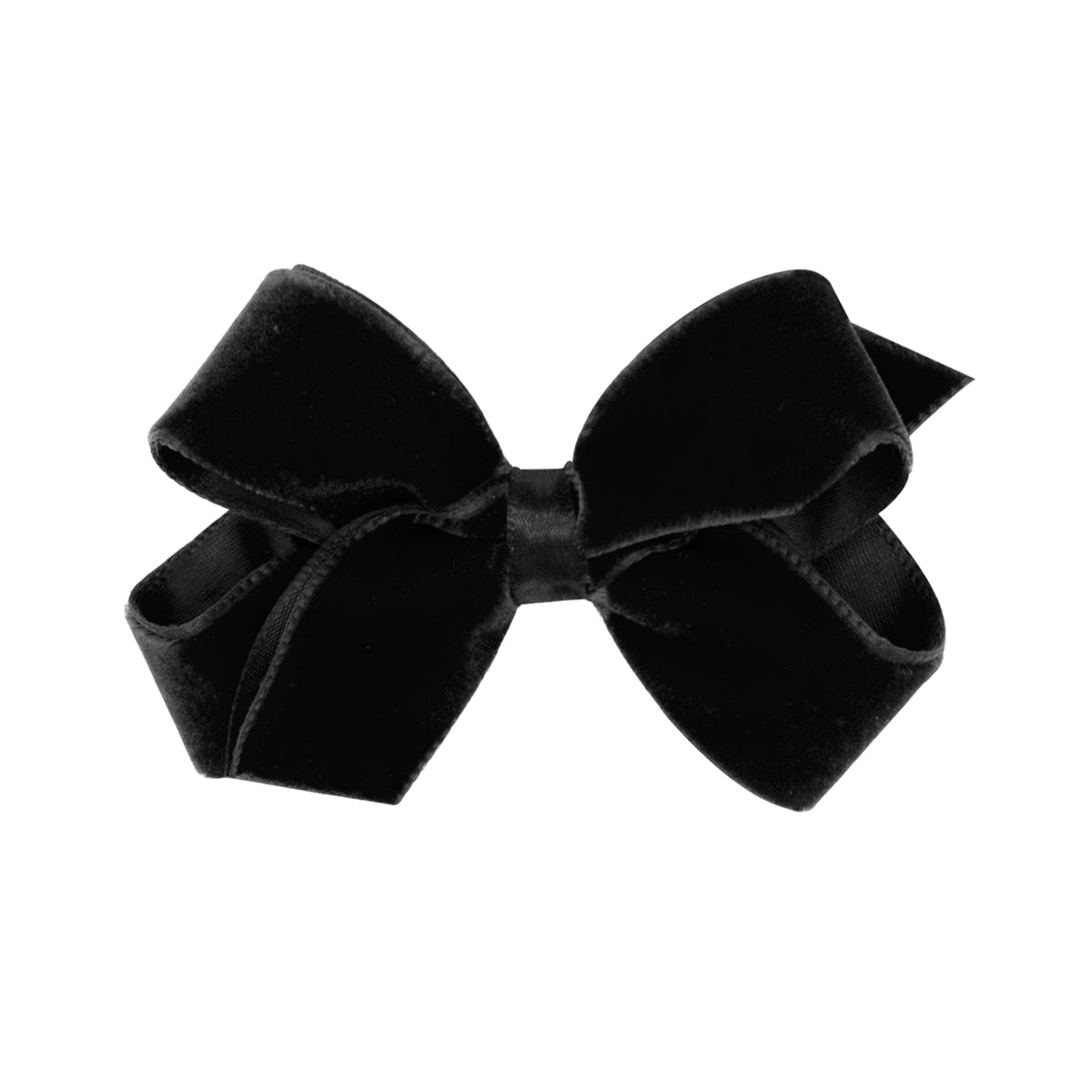 Wee Ones Girls' Classic Velvet Hair Bow on a WeeStay No-Slip Hair Clip, Satin Lining, For All Hair Types, Mini, Black