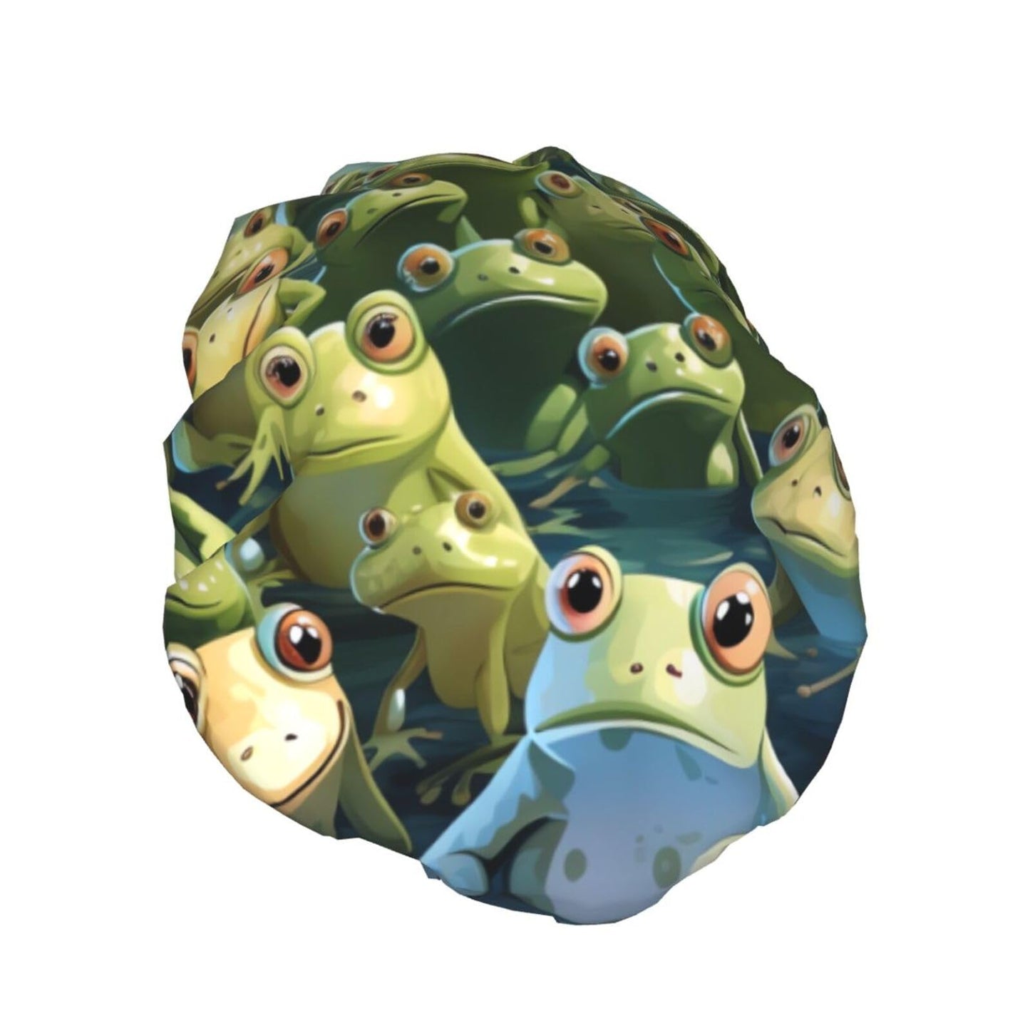 lots of frogs Shower Cap for Women Men Large Reusable Shower Bonnet Double-Layer Waterproof Bath Caps Elastic Band Hair Hat for All Hairstyles Beauty and Personal Care BWLHJKE