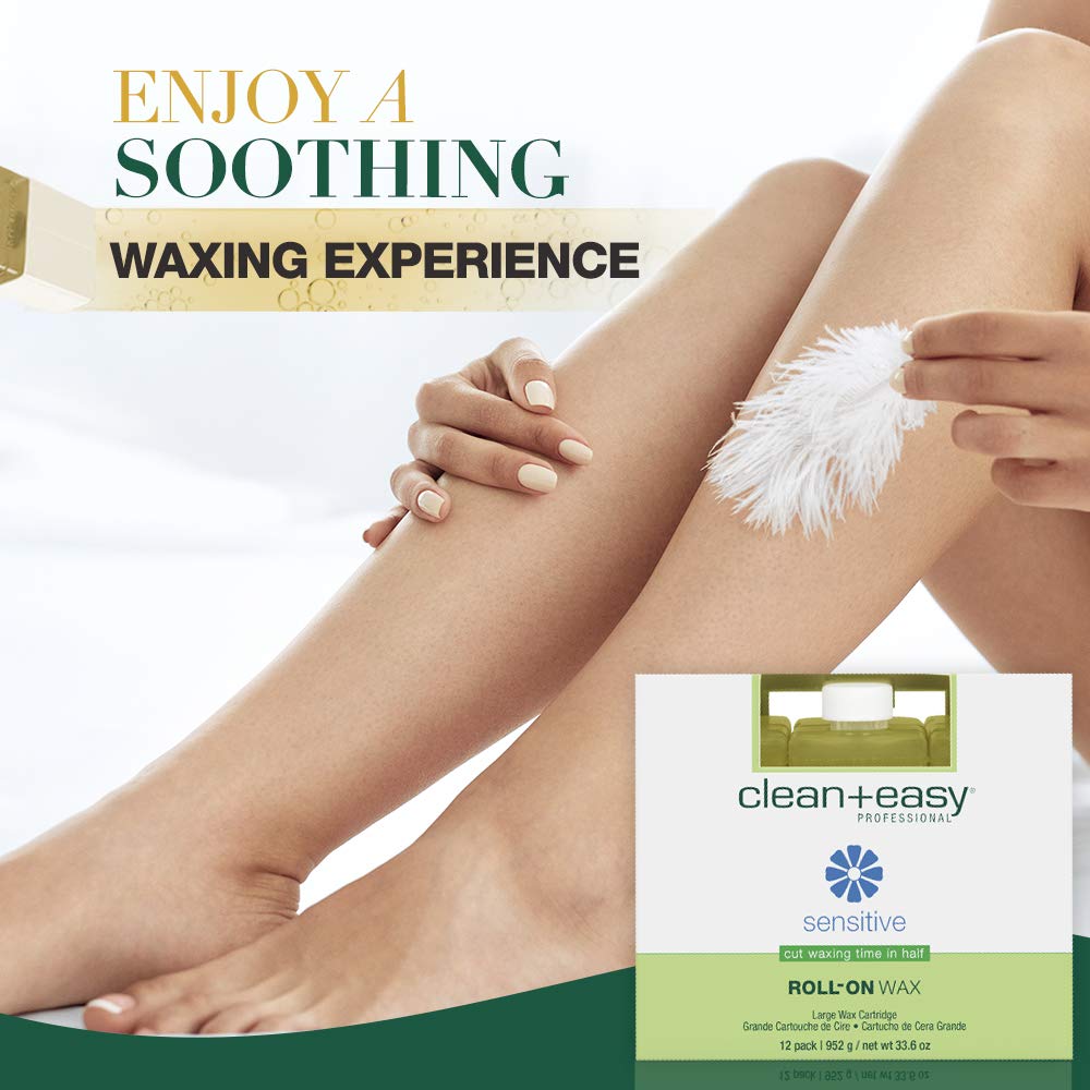 Clean + Easy Large Sensitive Roll On Wax Refill - Large Wax Refill for Cartridges, Quick & Easy Hair Removal, 12 Pack Beauty and Personal Care Clean + Easy