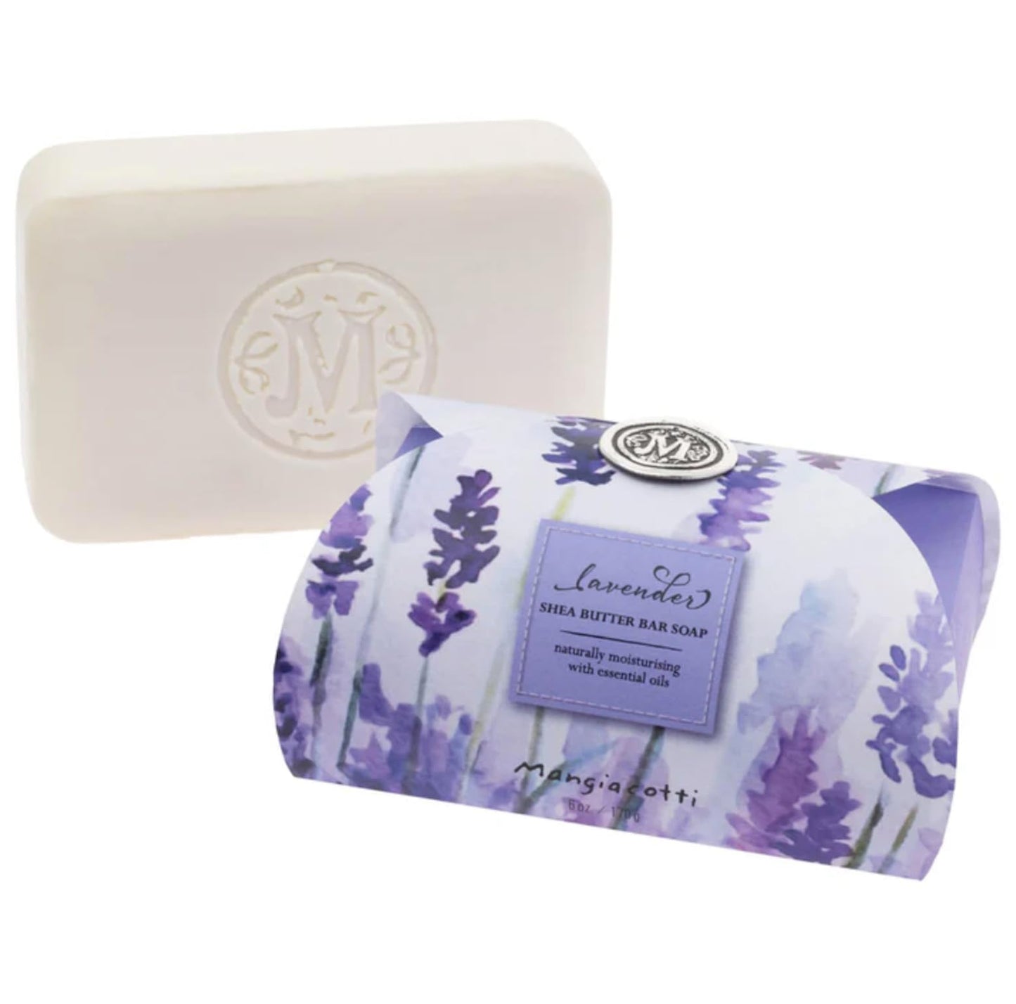 Mangiacotti Shea Butter Bar Soap Made in the USA Naturally Moisturizing with Essential Oils, 6-Ounce, Lavender Beauty & Personal Care Mangiacotti