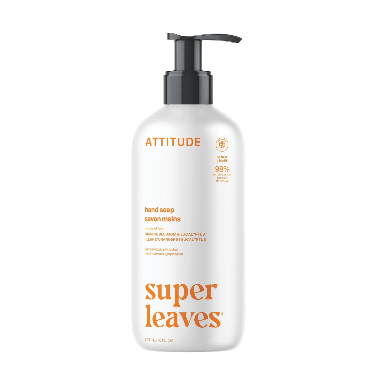 ATTITUDE Liquid Hand Soap, EWG Verified, Plant and Mineral-Based, Vegan Personal Care Products, Orange Blossom & Eucalyptus Scent, 16 Fl Oz Beauty & Personal Care ATTITUDE