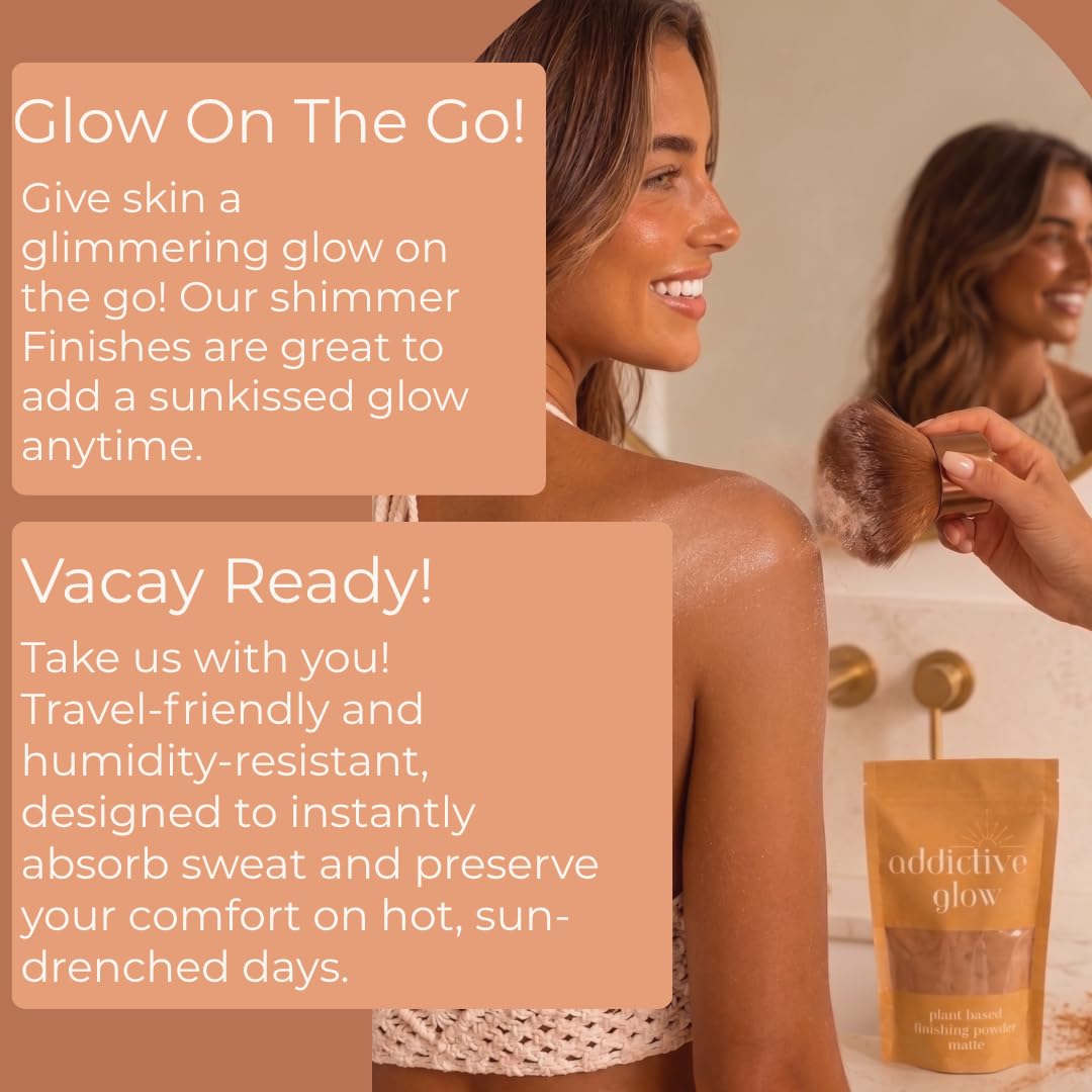 Addictive Glow Post Spray Tan Setting Powder - Translucent Plant Based Finishing Powder - Eliminates Sticky Feeling after Sunless Tanning - Matte Beauty & Personal Care Addictive Cosmetics