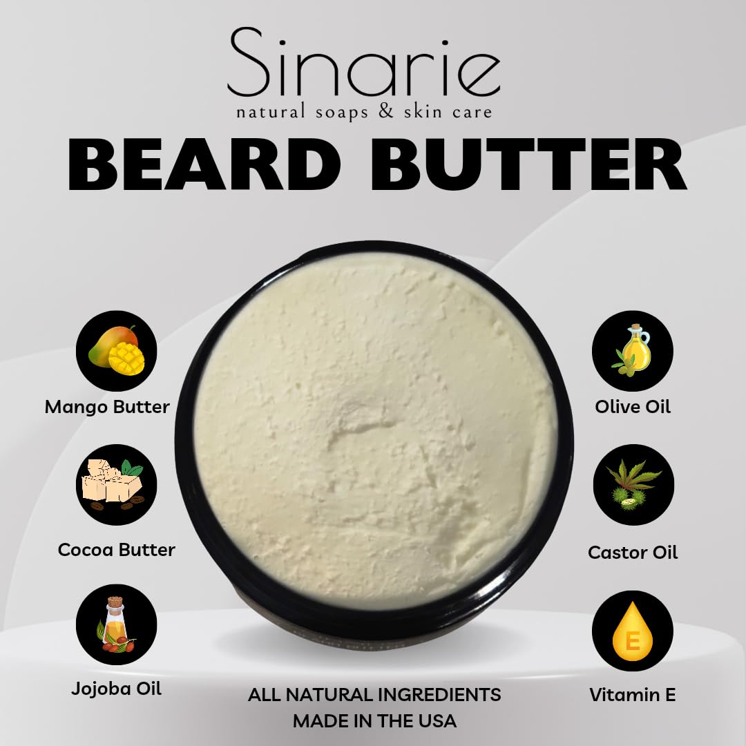 Sinarie Whipped Beard Butter for Men - Hydrating Nourishing Repair for Hair, 4 oz., 1 count - Beard Conditioner, Beard Butter, Beard Oils, Beard Balm Beauty and Personal Care Sinarie