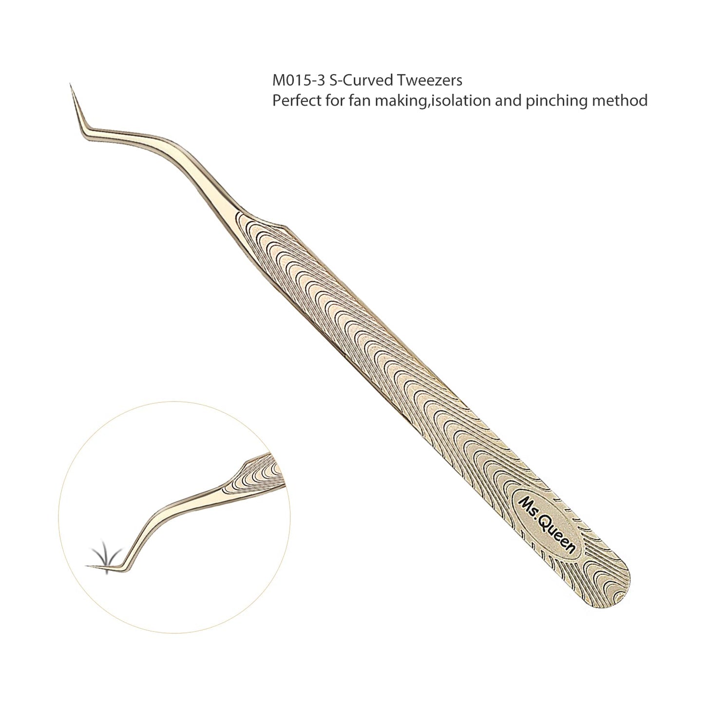 Ms.Queen Lash Tweezers for Eyelash Extension-Professional Lashing Tweezers for Mega Volume Mink Eyelashes Extensions Applying,S-Curved Beauty & Personal Care Ms.Queen