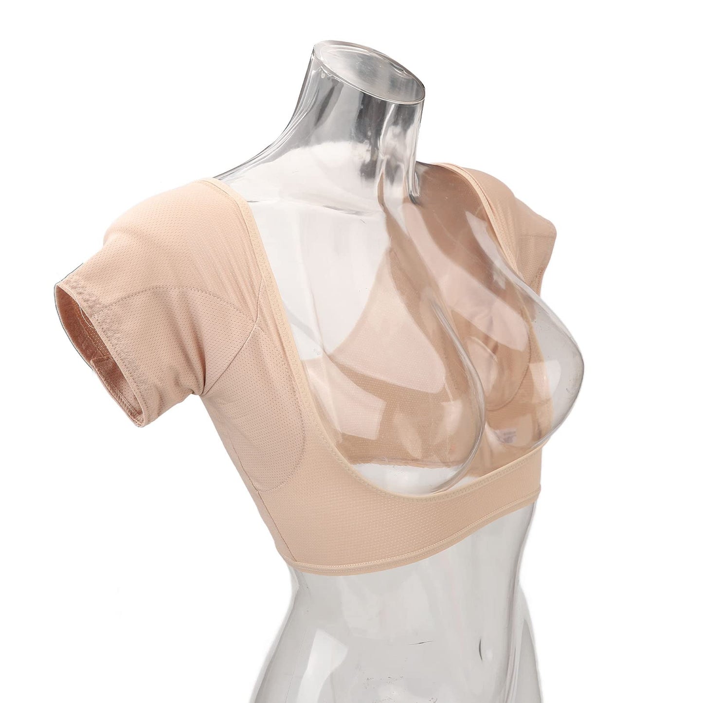Underarm Sweat Guard Underwear Sweat Vest Short Sleeve Reusable Armpit for Women Girls Skin Color (L) Beauty and Personal Care FILFEEL