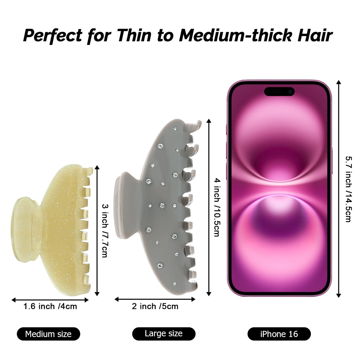 MAORULU Medium Cute Acetate Hair Claw Clips for Women Girls, 3 Inch Glitter Claw Clips for Thin & Medium Thick Hair, Durable French Banana Clip Beauty and Personal Care MAORULU