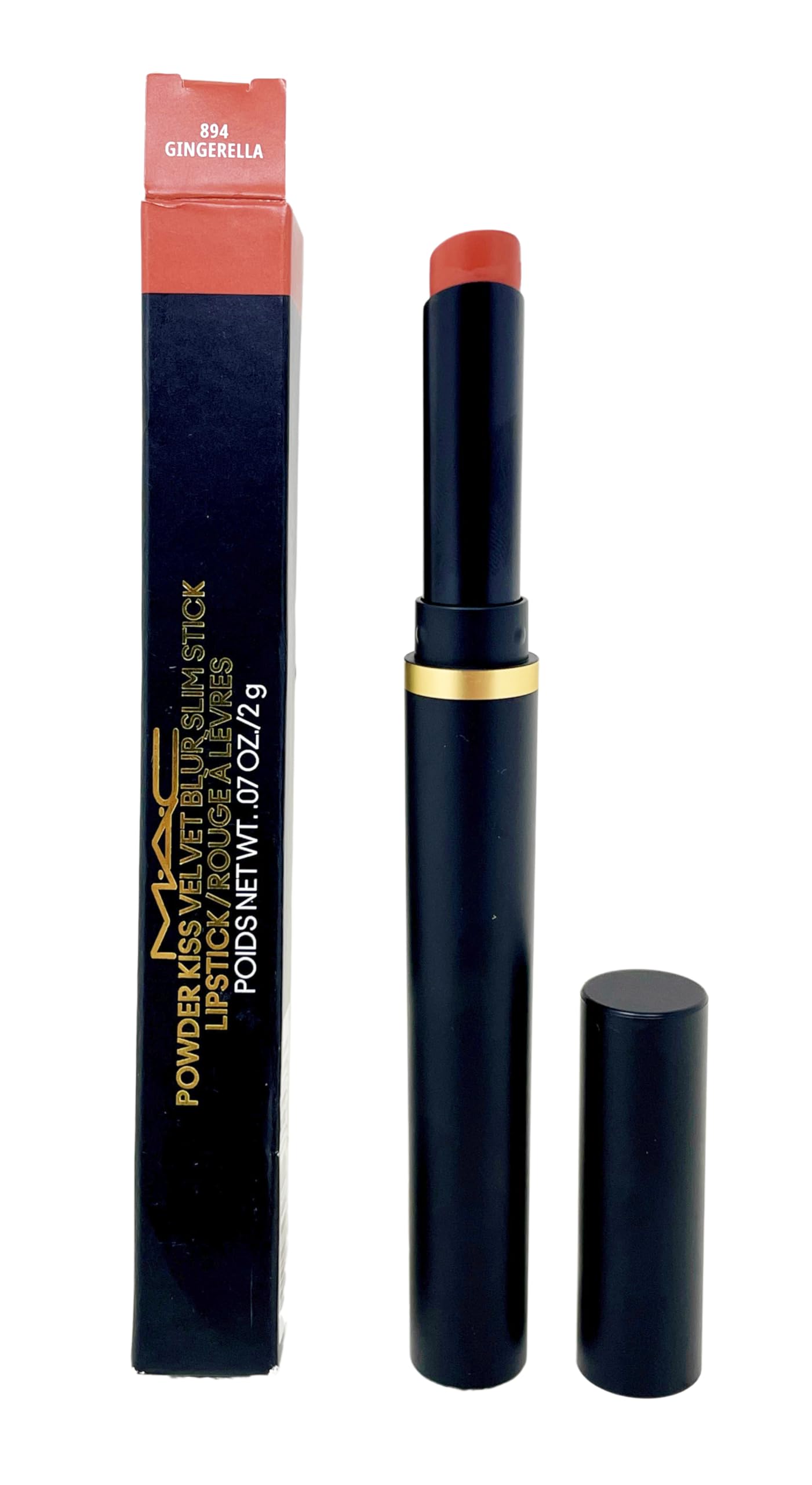 MAC Cosmetics Powder Kiss Velvet Blur Slim Stick - 894 Gingerella (Light orange coral) .07 Oz/2g Beauty & Personal Care MAC