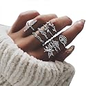 Exaggerated bird bee crown with diamonds branches and diamonds devil's eye ring nine-piece joint ring Beauty & Personal Care Angelastore Women Rings