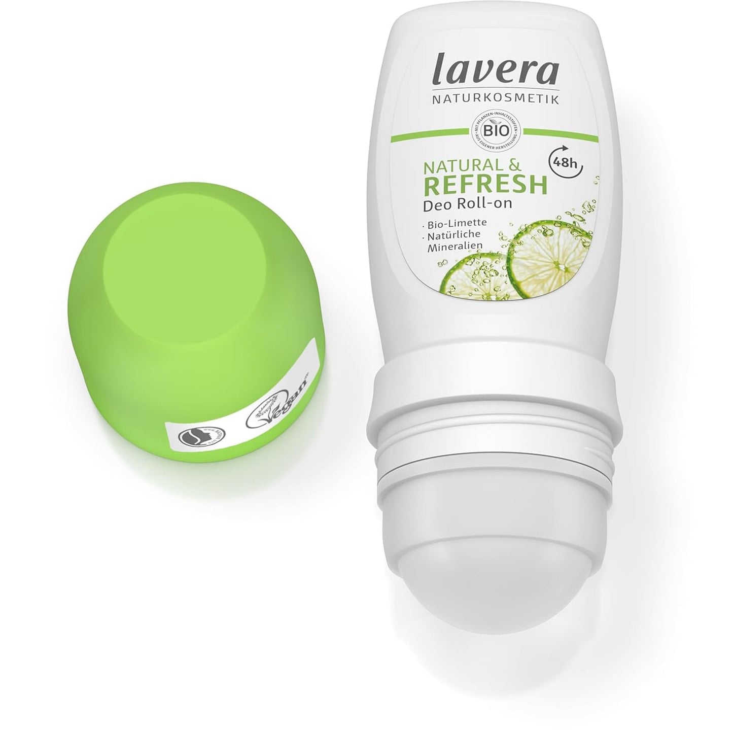 lavera Deo Roll-On Natural & Refresh - Roll On Deodorant for 48h Protection - with Natural Minerals & Lime - Aluminum Free - PETA Certified - Vegan Beauty and Personal Care lavera