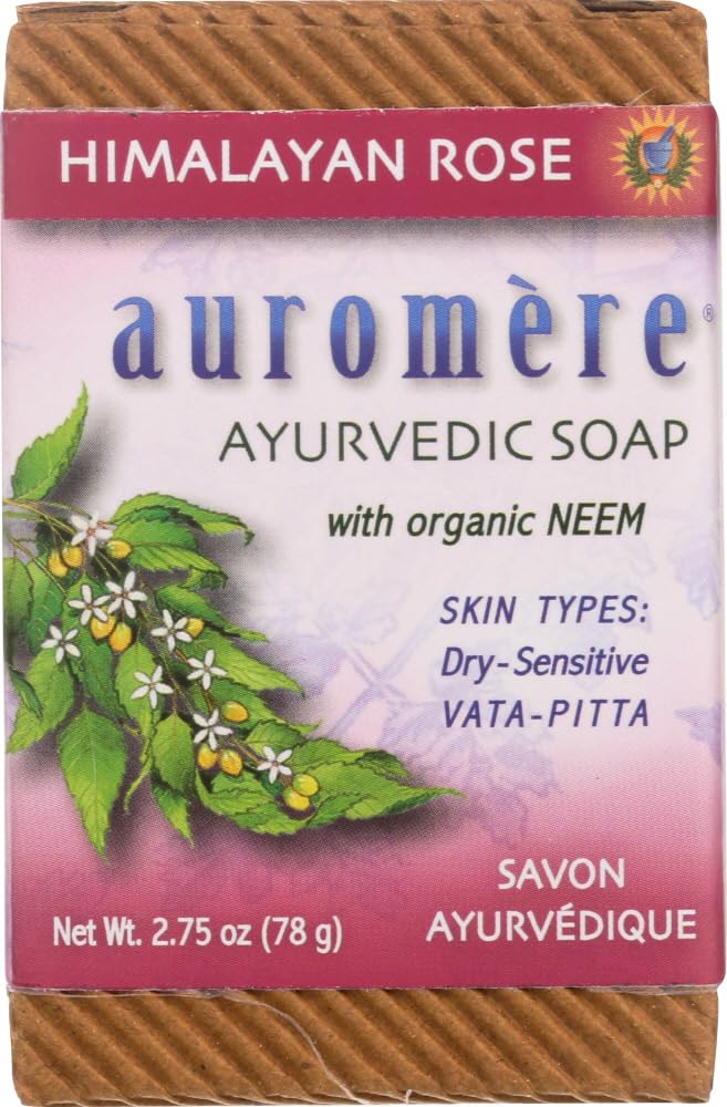 Auromere, Ayurvedic Soap, with Organic Neem, Himalayan Rose, 2.75 oz (78 g) - 3PC Beauty & Personal Care Auromere