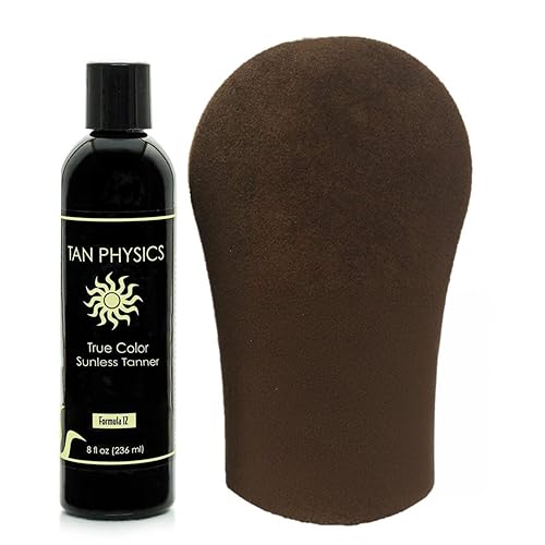 Tan Physics Sunless Tanner 8oz with Tanning Mitt - Self Tanning Lotion - Instant Tan Lotion for Face & Body - Natural Self Tanner for a Streak-Free Beauty & Personal Care Tan Physics