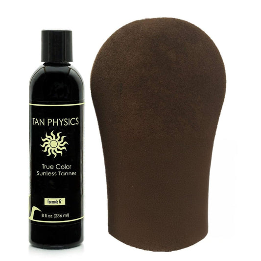 Tan Physics Sunless Tanner 8oz with Tanning Mitt - Self Tanning Lotion - Instant Tan Lotion for Face & Body - Natural Self Tanner for a Streak-Free Beauty & Personal Care Tan Physics