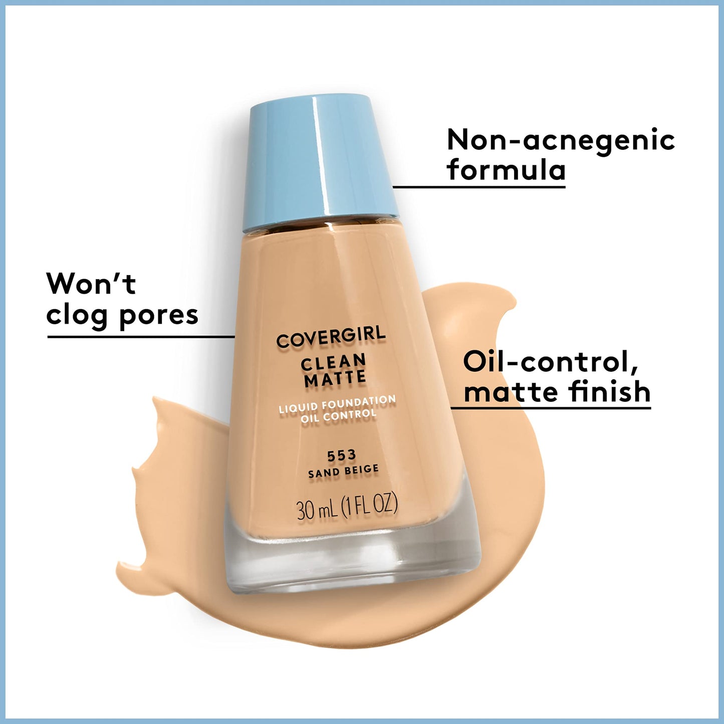 CoverGirl Clean Oil Control Liquid Makeup, Classic Tan (W) 560, 1.0 Ounce Bottle Beauty & Personal Care COVERGIRL