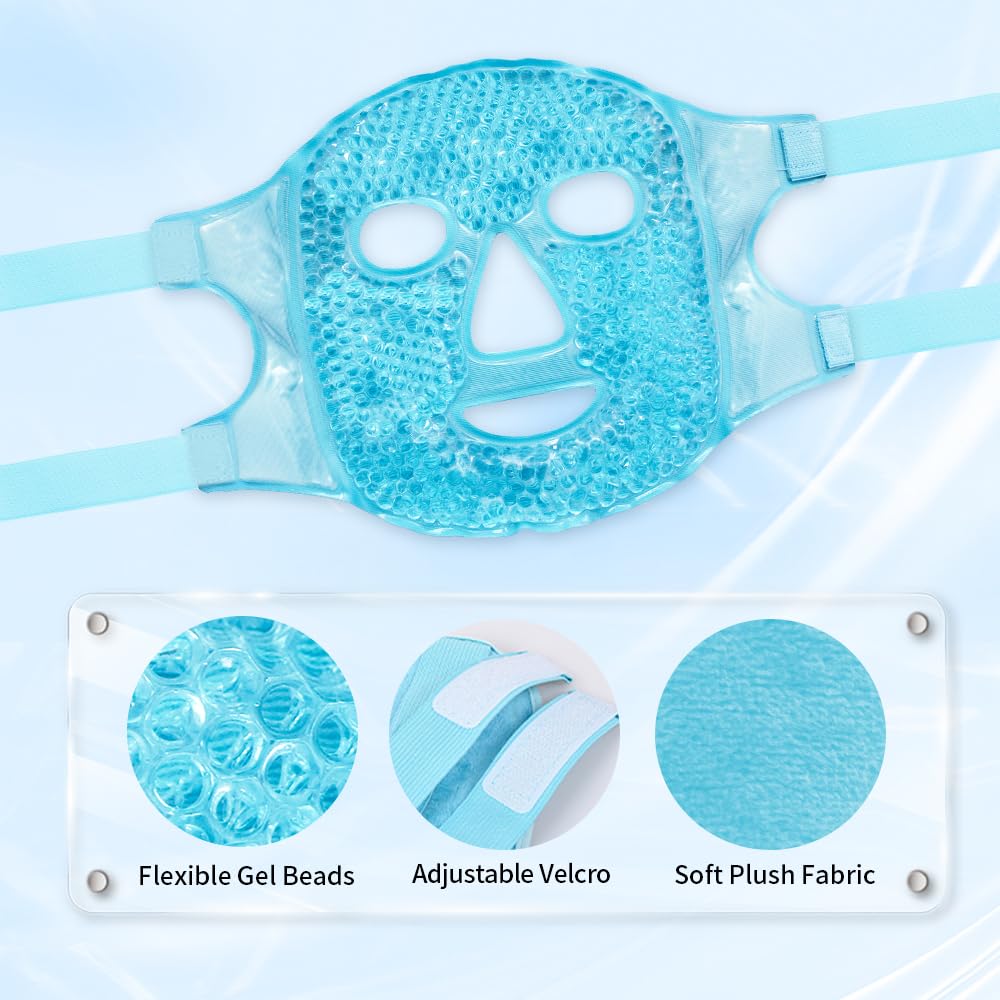 CONBELLA Cold Face Eye Masks Ice Face Mask Hot Cold Compress For Dark Circles, Puffiness, Migraines, Headache, Stress, Redness, Cooling Face Masks Beauty & Personal Care CONBELLA