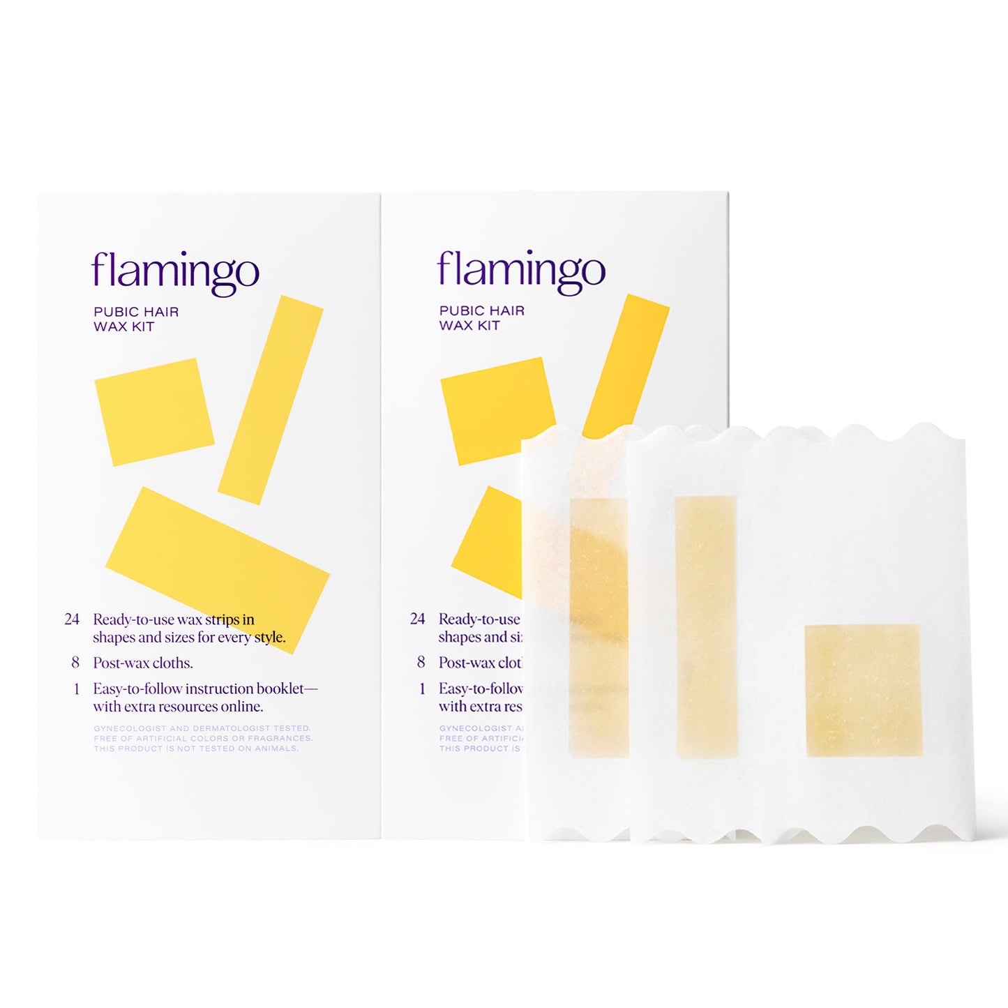 Flamingo Women Pubic Waxing Kit with 24 Wax Strips, 8 Post-Wax Cloths, Pack of 2 Beauty and Personal Care Flamingo
