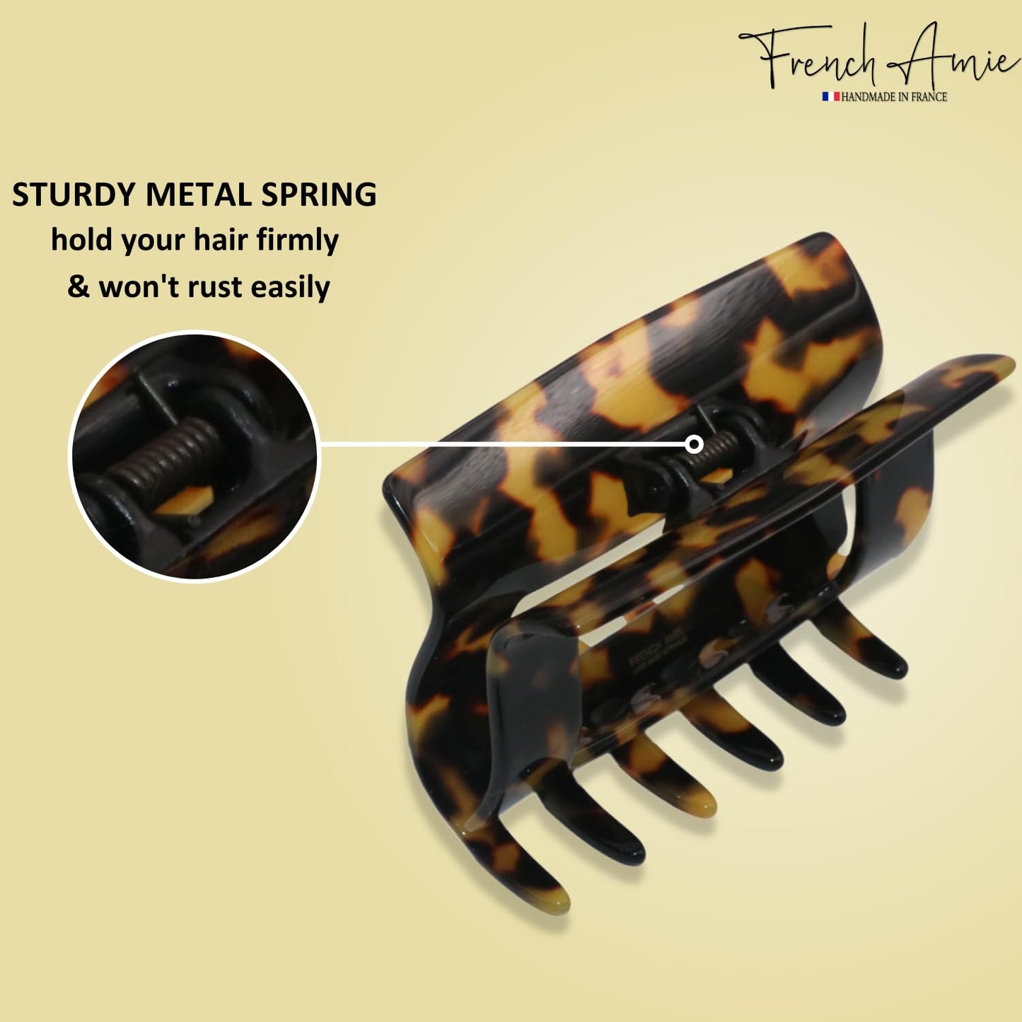 French Amie Geo Large Tokyo 3" Handmade Leopard Celluloid Strong Hold Jaw Hair Claw Clip Clamp Clutcher for Women and Girls, Made in France (Tokyo) Beauty & Personal Care French Amie