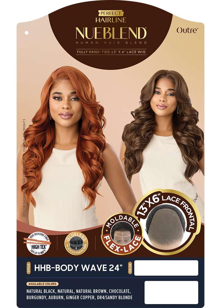 Outre Lace Front Wig - Perfect Hair Line 13X6 - NUEBLEND - Human Hair Blend - Body Wave 24" (AUBURN)