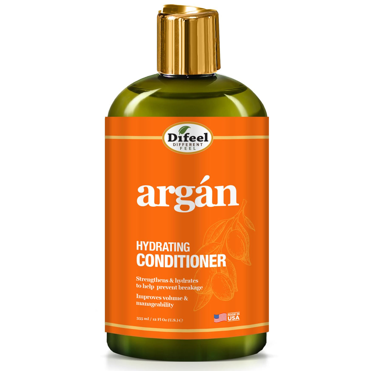 Difeel Argan Hydrating Conditioner 12 oz. - Natural Argan Oil Conditioner Hydrating, Sulfate Free Natural Conditioner for Hair