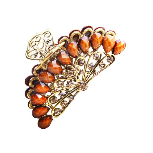 Numblartd Vintage Chic Large Size Fancy Hair Claw Jaw Clips Pins with Rhinestone for Thick Hair - Women Chic Metal Alloy Hair Clamp Hair Updo Grip Beauty & Personal Care Numblartd