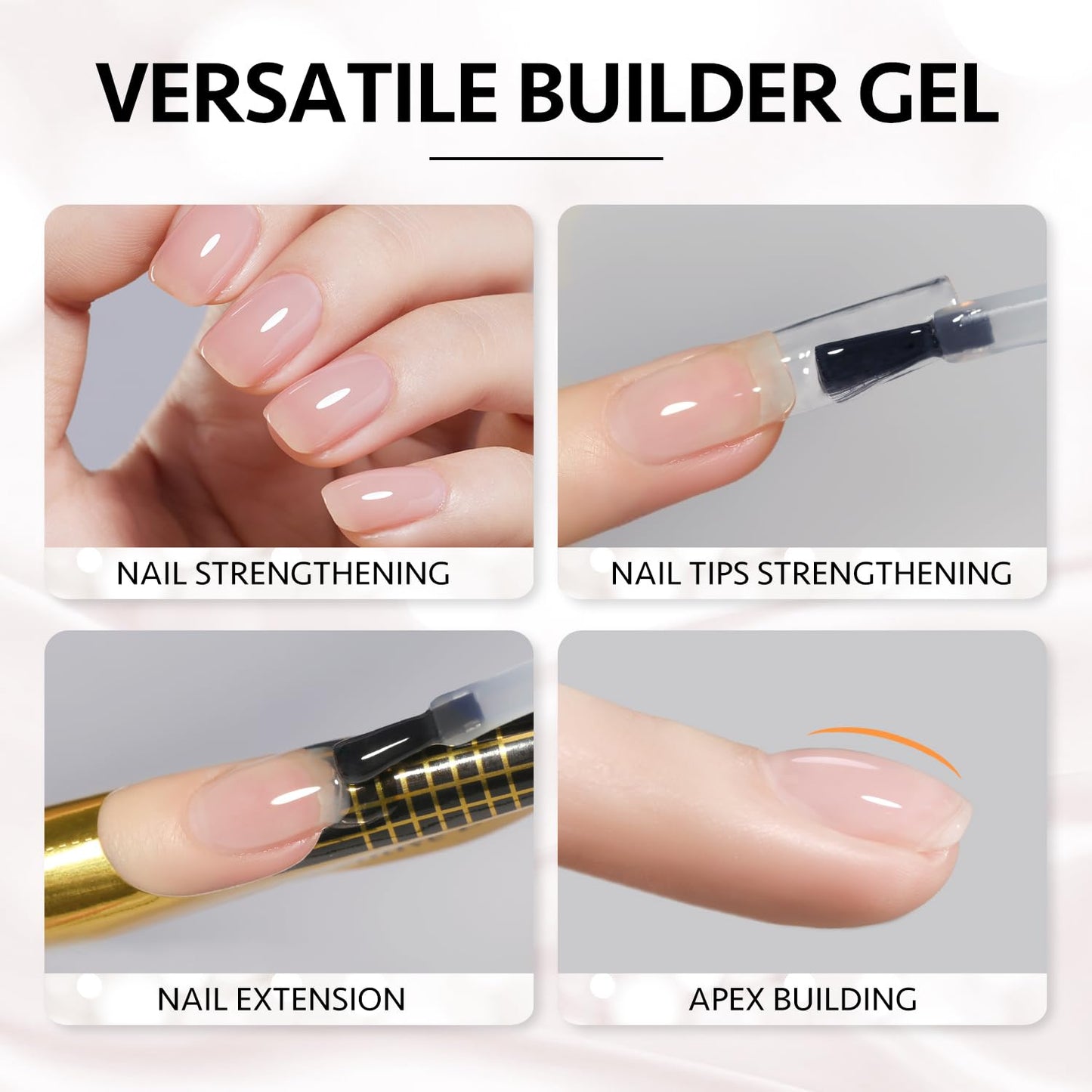 GAOY 6 Colors Builder Gel Set for Nails, Milky White Pink Nude Sheer Jelly Nail Strengthener, Soak Off Nail Extension Hard Gel, Yummy Jelly, Base Coat Beauty and Personal Care GAOY