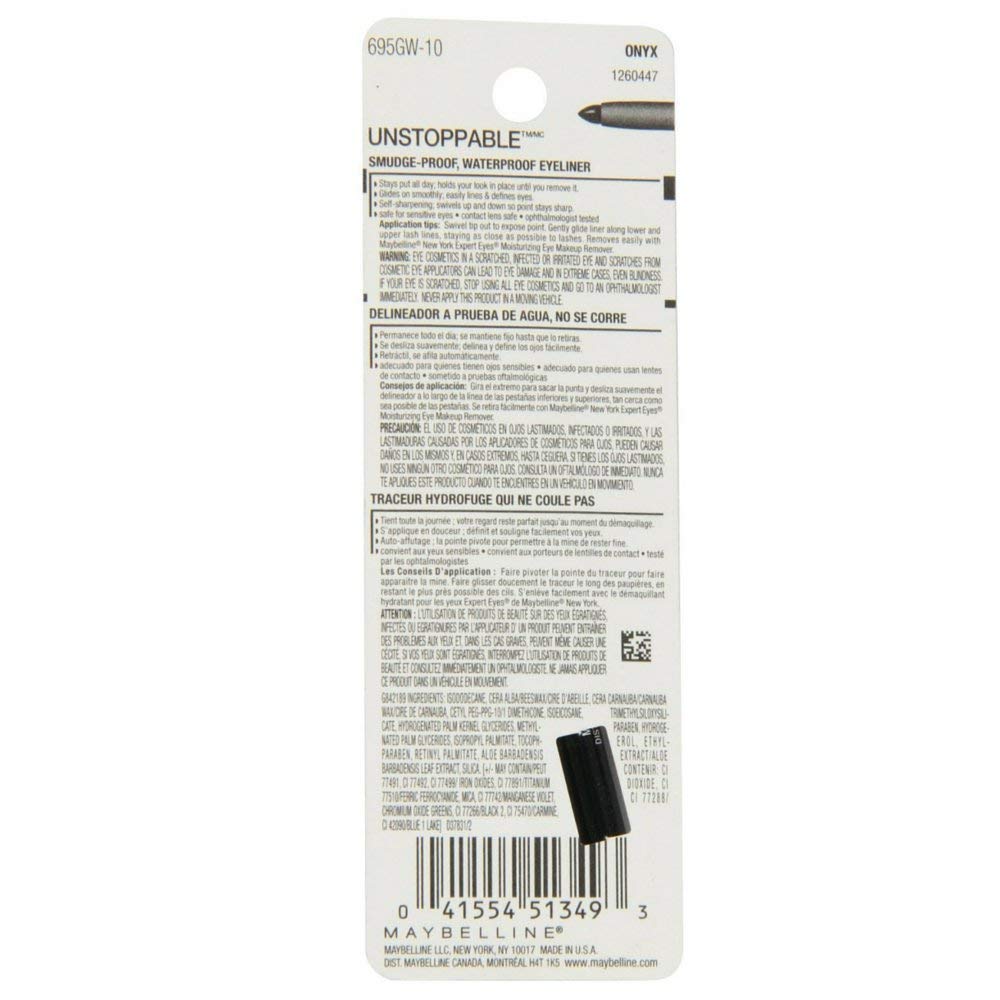 Maybelline Unstoppable Smudge-Proof Eyeliner, Waterproof, Onyx , 0.01 oz