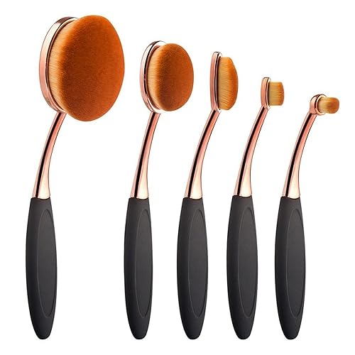 Yoseng Oval Foundation Brush 5 Pcs Toothbrush makeup brushes Fast Flawless Application Liquid Cream Powder Foundation Beauty & Personal Care Yoseng