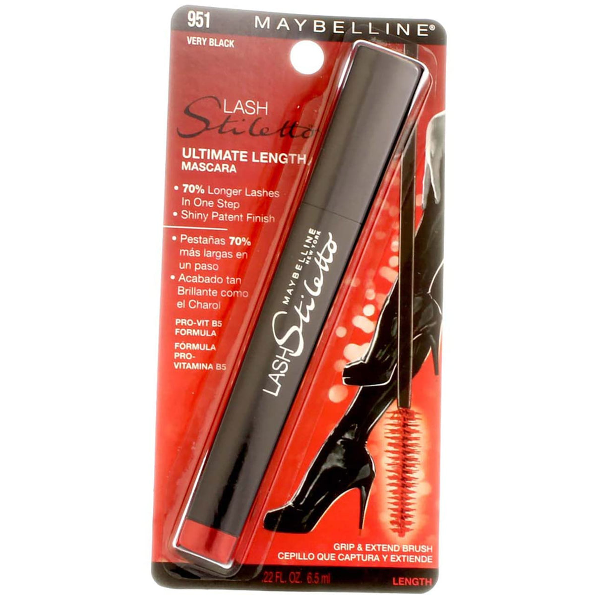 Maybelline Lash Stiletto Ultimate Length Washable Mascara, Very Black [951], 0.22 oz (Pack of 7)