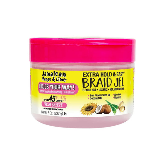 Jamaican Mango & Lime Braids Your Way Extra Hold & Easy Braid Jel - Non-Flaking Gel for Braids, Twists & Locs - Smooths Edges, Controls Frizz, Adds Beauty & Personal Care Jamaican Mango & Lime