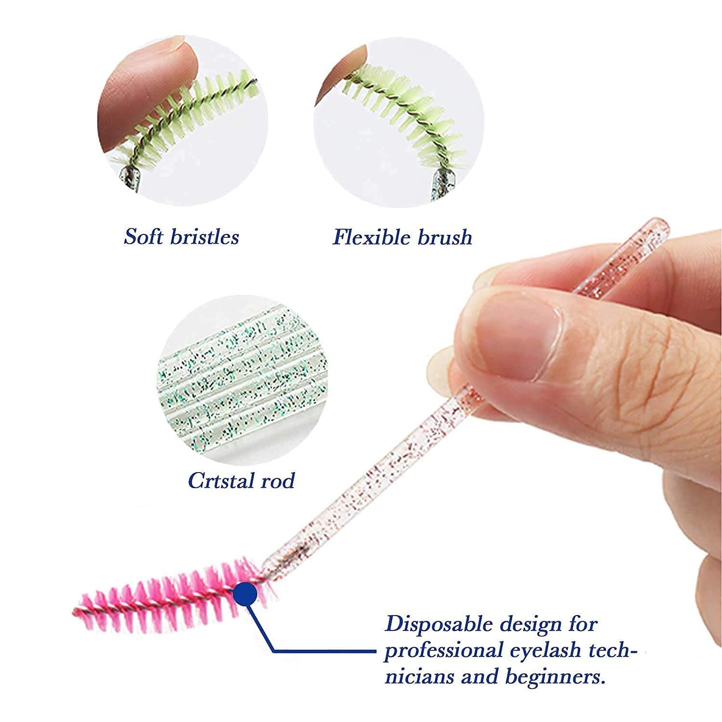 300Pcs Disposable Eyelash Mascara Brushes for Eye Lashes Extension Eyebrow and Makeup for Eye Lash Extension, Eyebrow and Makeup Crystal 6 Beauty & Personal Care GUMIKE