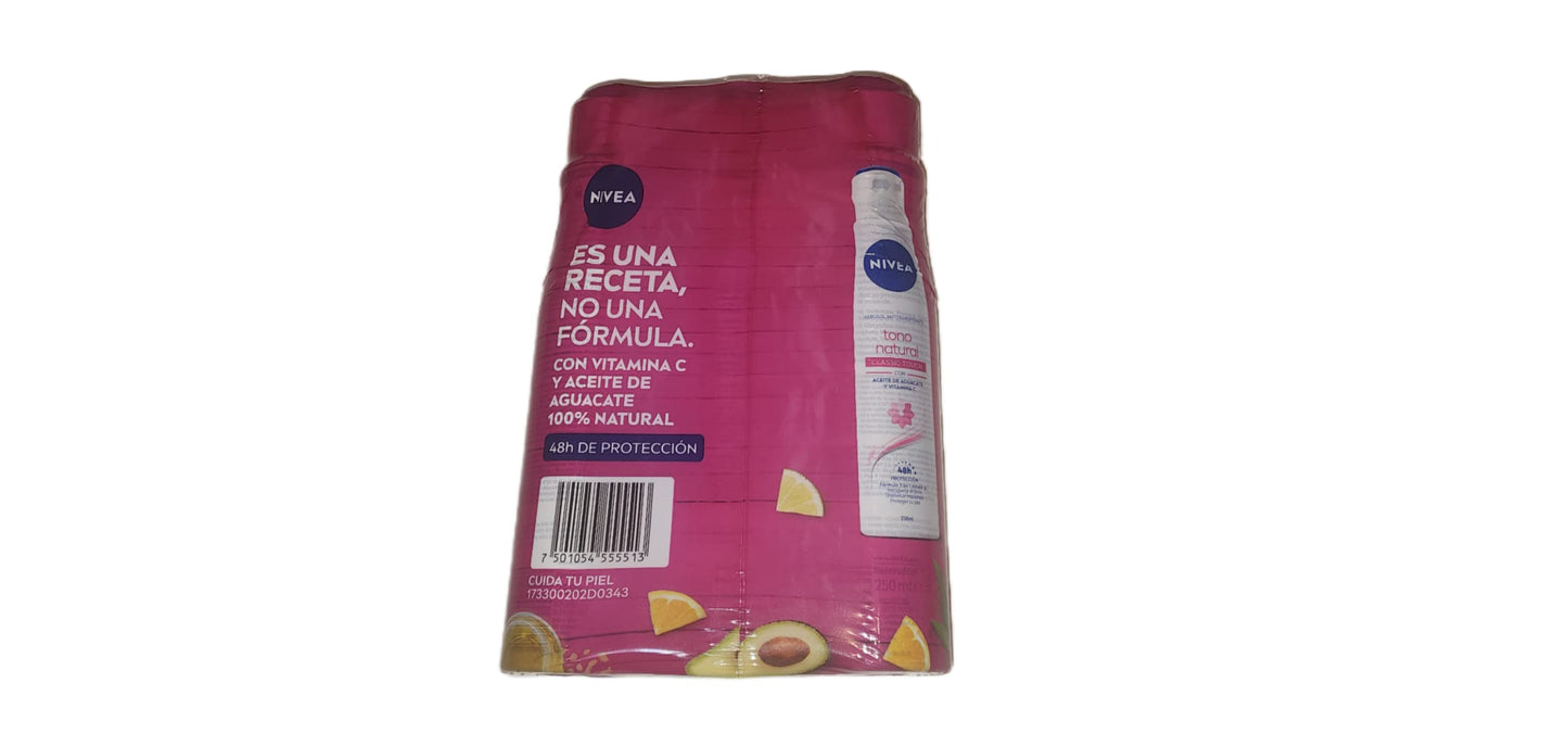 Nivea Aclarado Natural Aerosol Whitening Deodorant 3 Bottles,1 Fl Oz Beauty and Personal Care NIVEA