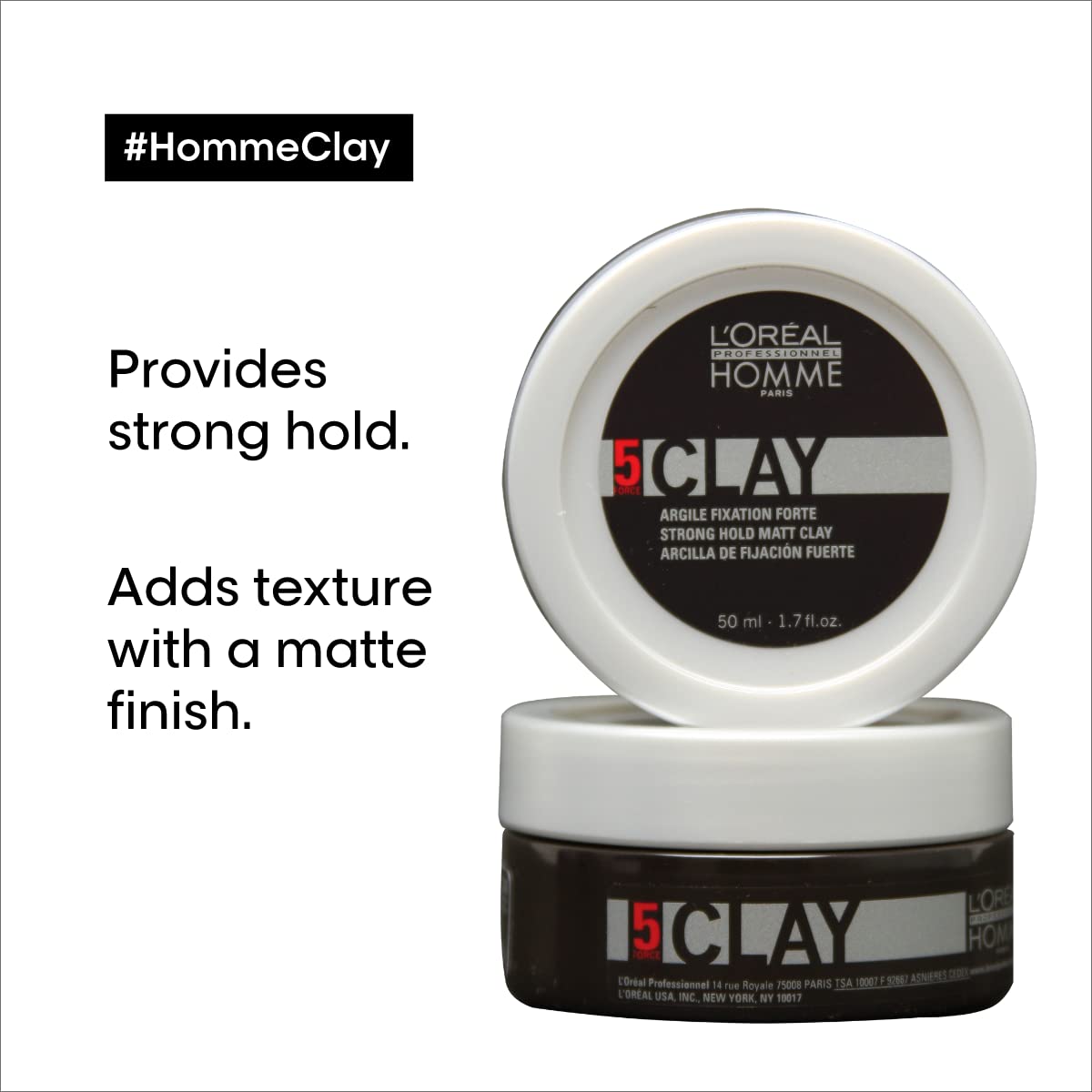 L'Oréal Professionnel Paris Men’s Styling Clay - For All Hair Types, Provides Strong Hold and Matte Finish Beauty & Personal Care L'Oréal Professionnel Paris