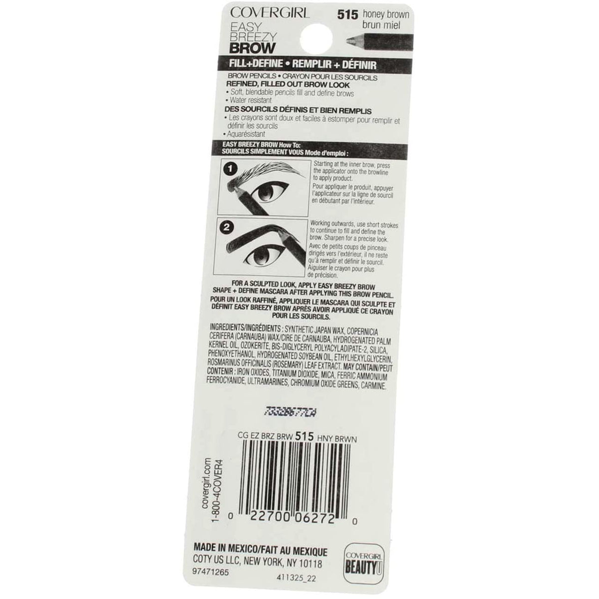 Covergirl Easy Breezy Brow Fill and Define, 515 Honey Brown (Pack of 3) Beauty & Personal Care COVERGIRL