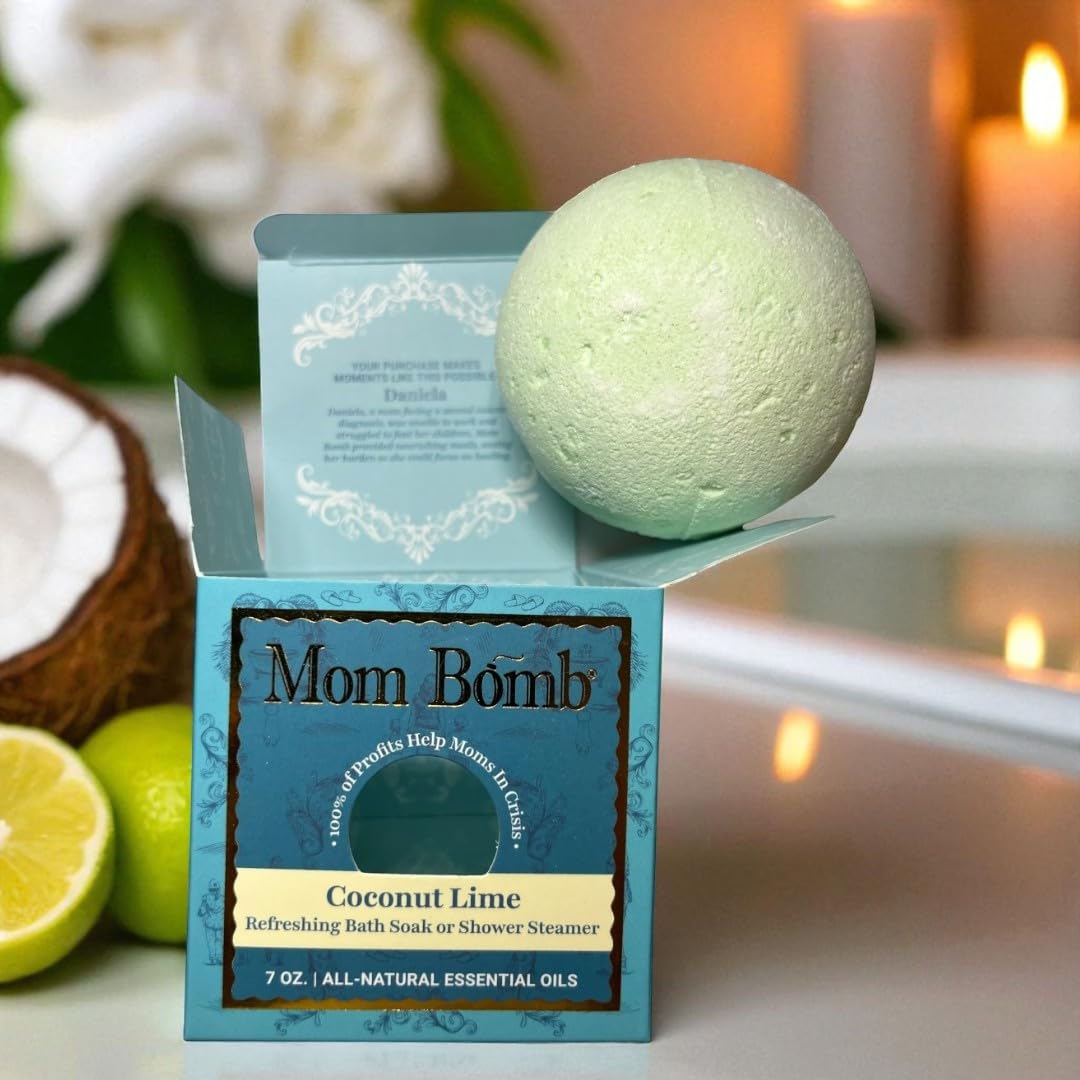 Mom Bomb Coconut Lime Bath Bomb (Shower Steamer) - Essential Oils, Clean Ingredients - Relaxing Aromatherapy Fizz, Skin-Softening - Made in USA… Beauty & Personal Care Mom Bomb