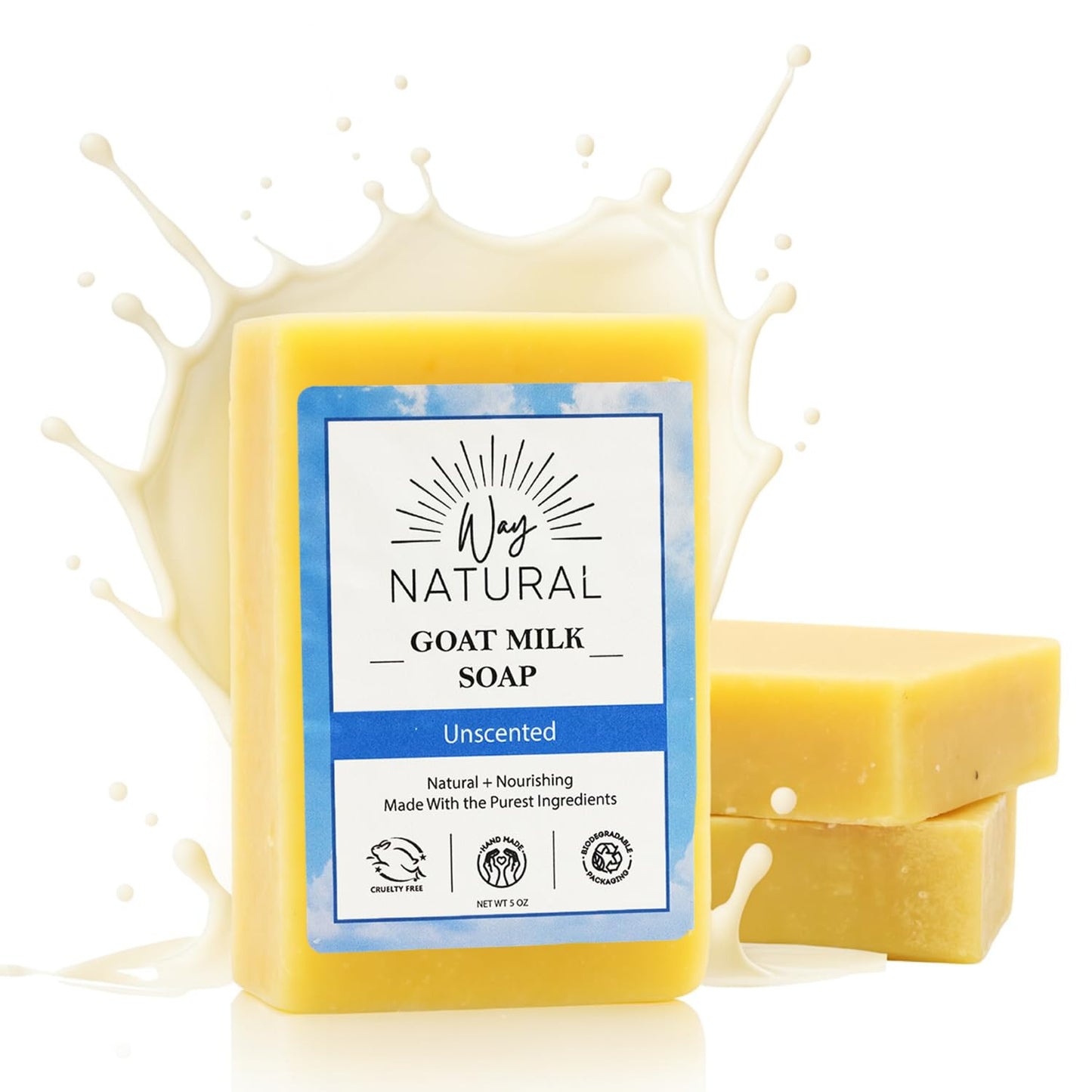 Way Natural Goat Milk Soap Bar Fragrance-Free 3 Pack (Large, 5oz Bars) Beauty & Personal Care Way Natural